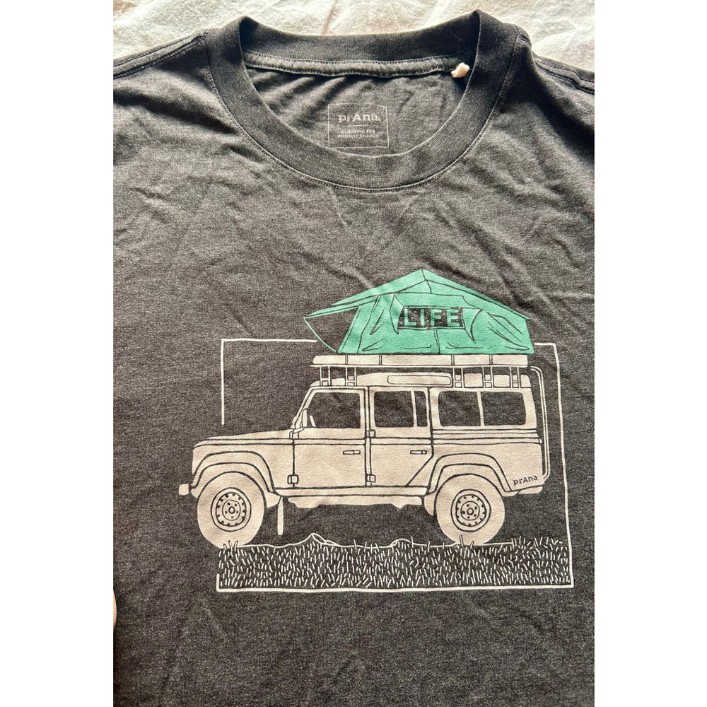 Prana Camp Fire Journeyman Tee – Men’s M – Organic Cotton Blend – GUC